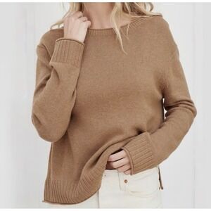 NEW Jenni Kayne Everyday Sweater Dark Camel Wool Viscose Cashmere Blend M